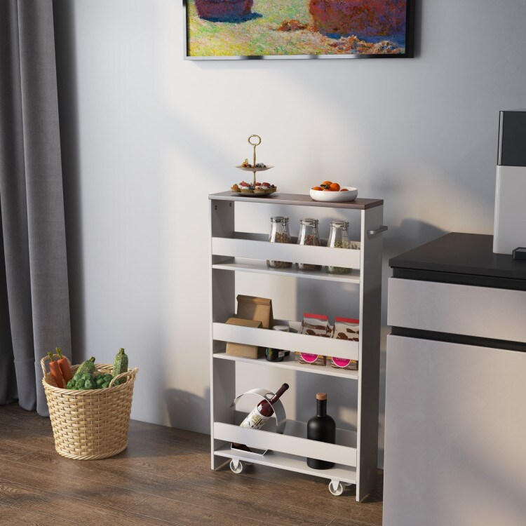 Mobile Rolling Cart with 3-Tier Storage Shelves Rack on Wheels for Kitchen or Bathroom