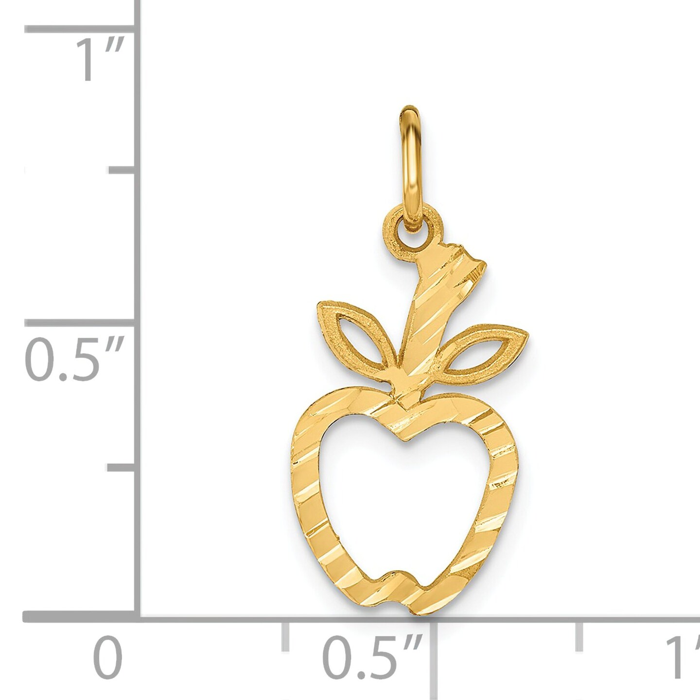 14K Yellow Gold Apple Charm Pendant Fruit Jewelry 22mm Long