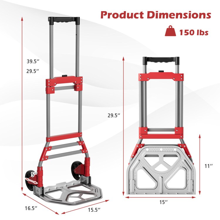 Folding Hand Truck with Telescoping Handle and Wheels