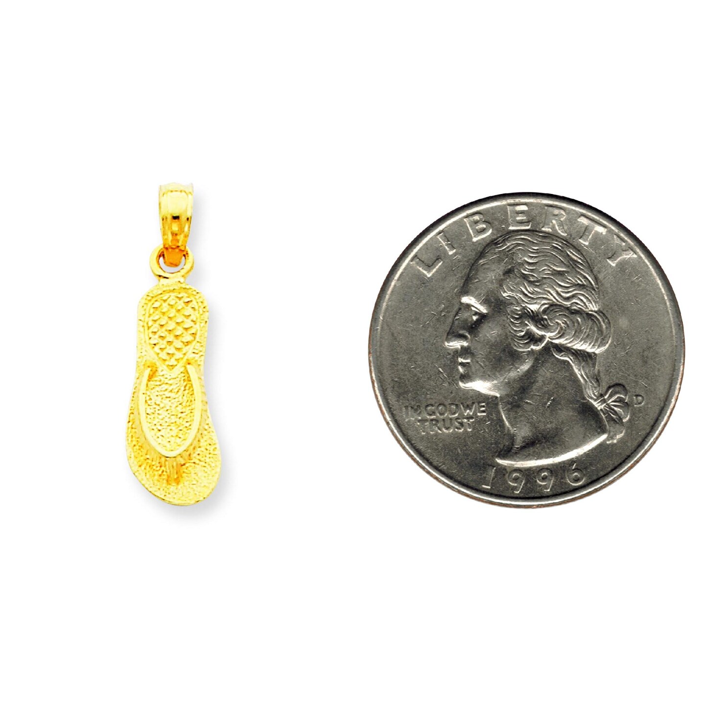 14K Yellow Gold Flip Flop Charm Sandal Shoe Pendant Jewerly 22mm x 7mm