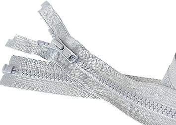 2pcs 30 Inch YKK #5 Vislon Molded Plastic Separating for Medium Weight Jacket Zippers - Made in USA (Light Grey - 119)