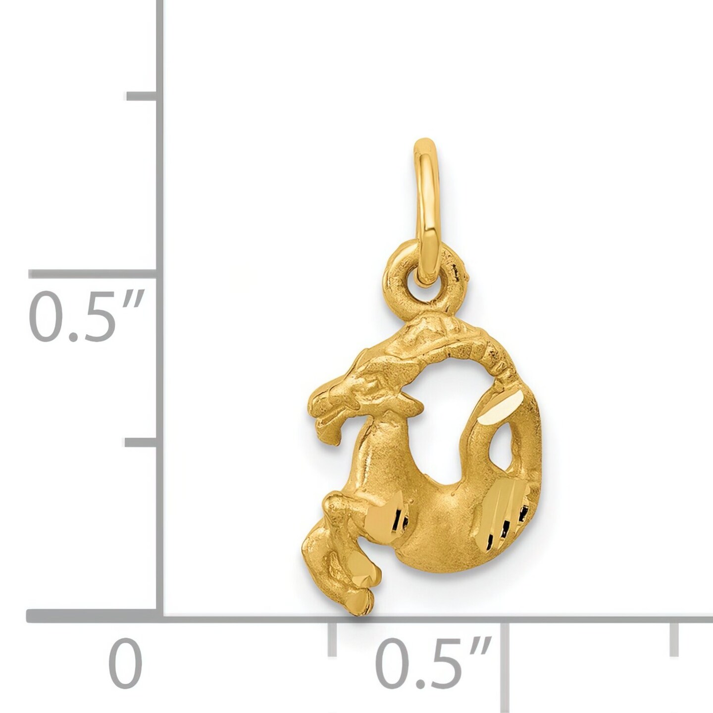 14K Yellow Gold Capricorn Zodiac Charm Pendant Jewelry 18 X 10mm