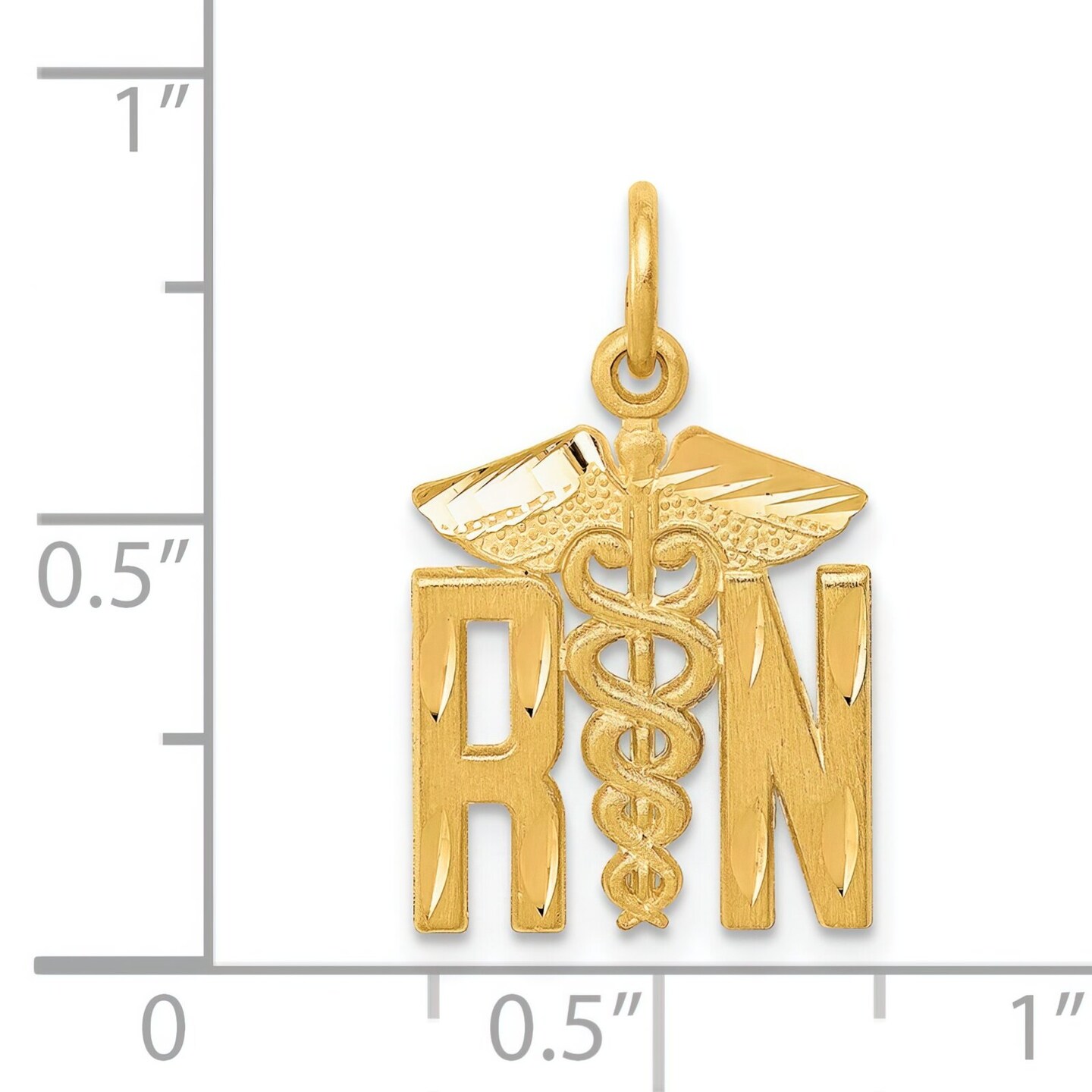 14K Gold RN Caduses Charm Registered Nurse FindingKing Jewerly 20mm x 12mm