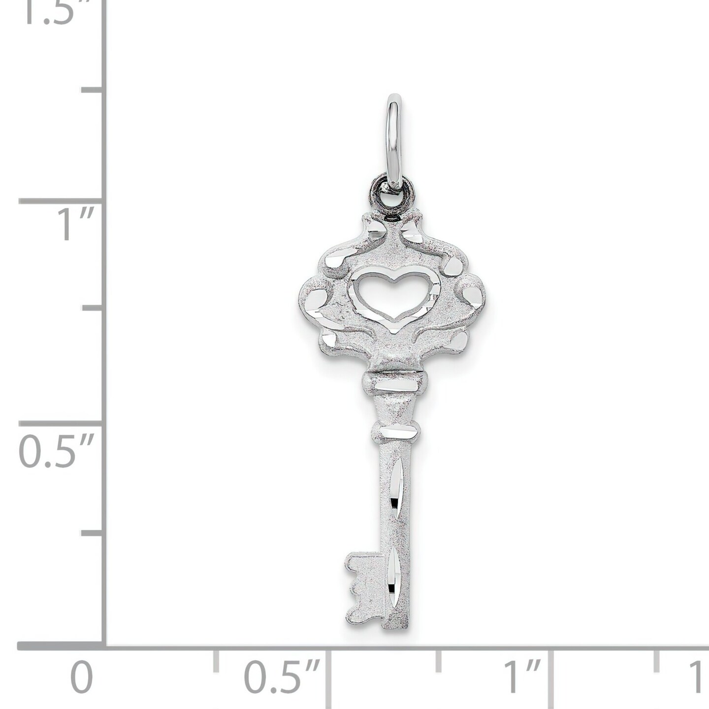 14K White Gold Key Charm Jewelry FindingKing 30mm x 10mm