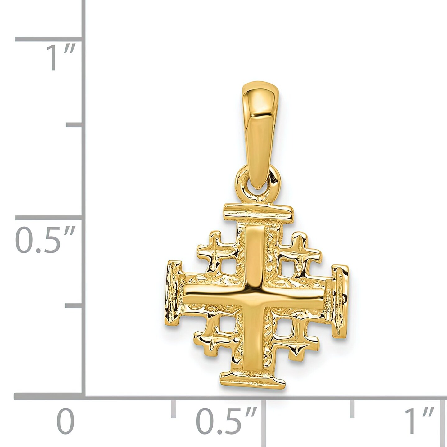14K Yellow Gold Jerusalem Cross Pendant Jewelry 22.7mm x 13.2mm