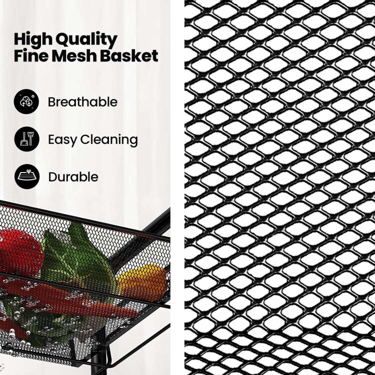 Black/Gray 4 Tier Storage Rack Trolley Cart