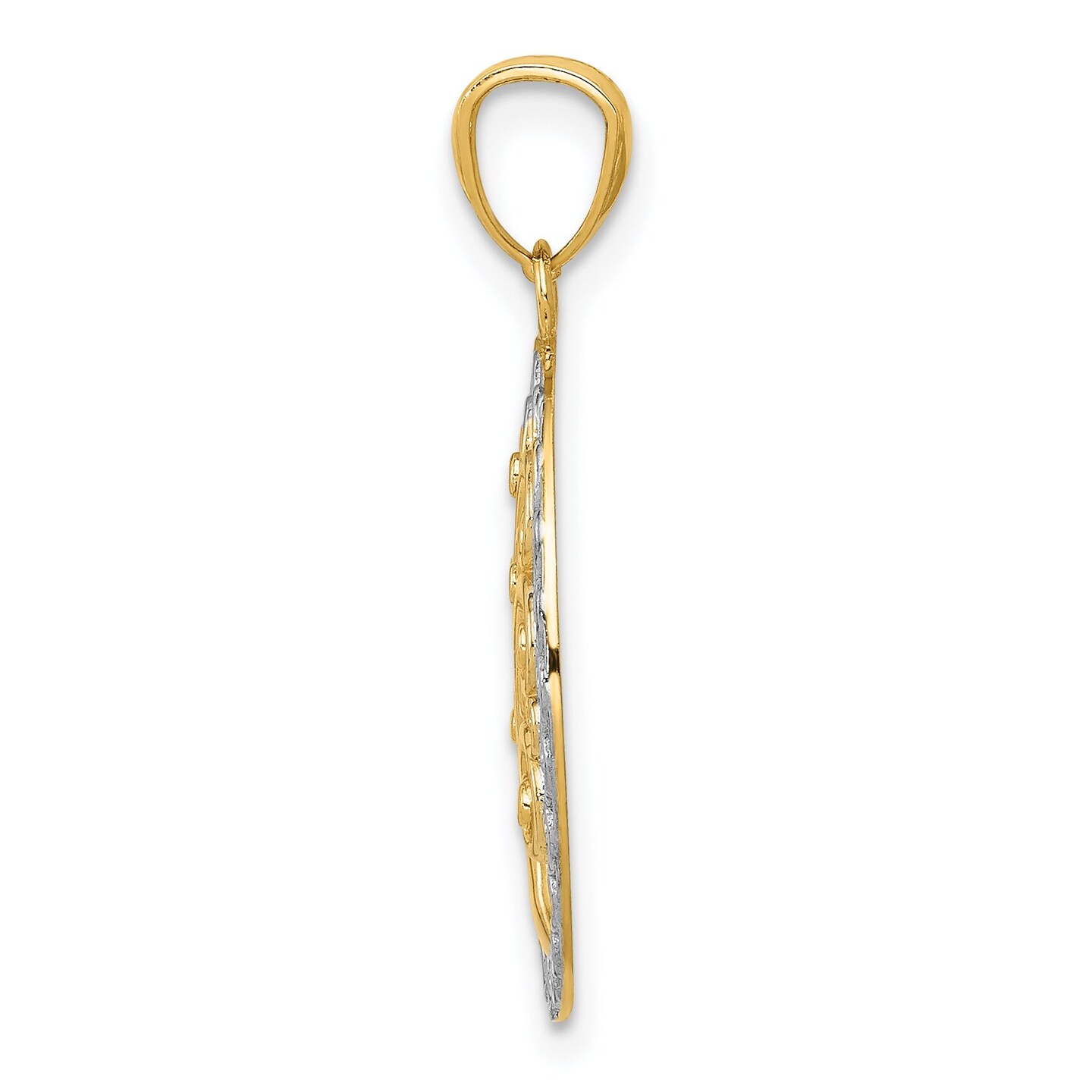 14K Two Tone Gold Tree Of Life Pendant Charm Jewelry 20 x 15 mm