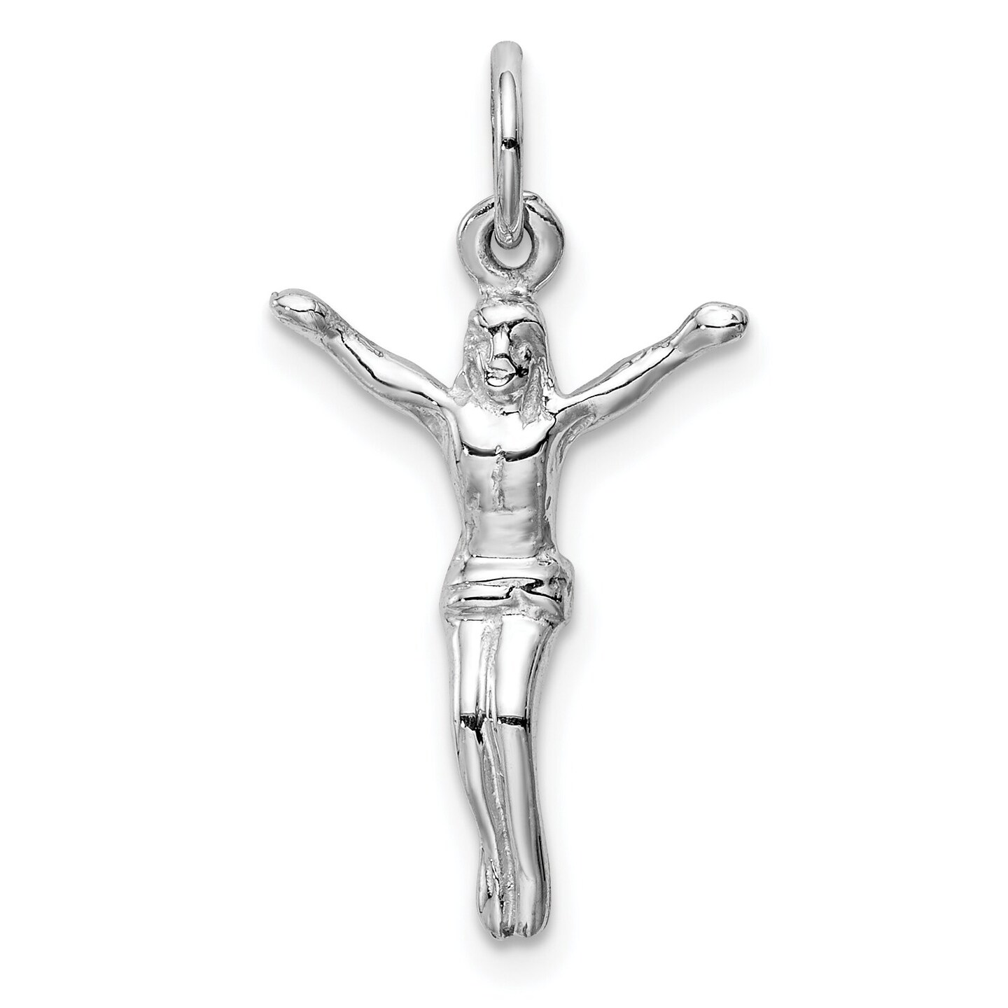 14K White Gold Jesus Charm Pendant Charm Religious Jewerly 24mm x 14mm