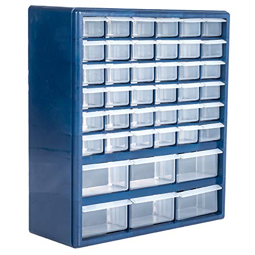 Plastic Storage Drawers – 42 Compartment Organizer – Desktop or Wall Mount  Container for Hardware, Parts, Crafts, Beads, or Tools by Stalwart, 10