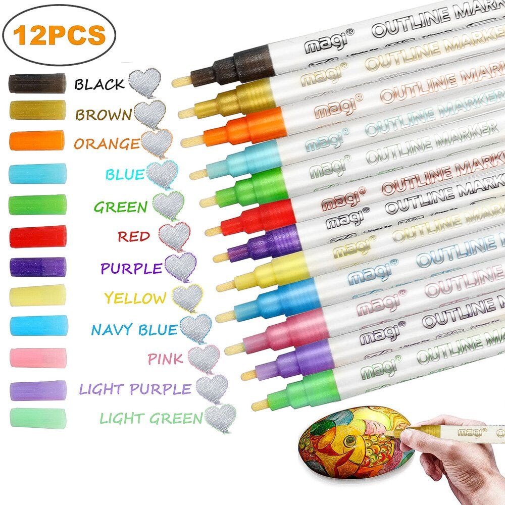 Fine Tip Acrylic Markers - Set of 12 - Acrylic Paint Pens - Vibrant Art  Markers for Glass, Metal, Ceramic, Mugs, Wood, DIY, Rock Painting - Quick  Dry Paint Supplies - Waterproof Paint Markers 