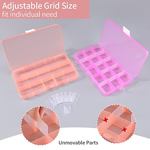 4 PCK Jewelry Organizer, SMALL Plastic Jewelry Box(15 grids) with Movable Dividers Earring Storage Containers, Size 6.9&#xD7;3.9&#xD7;0.9in