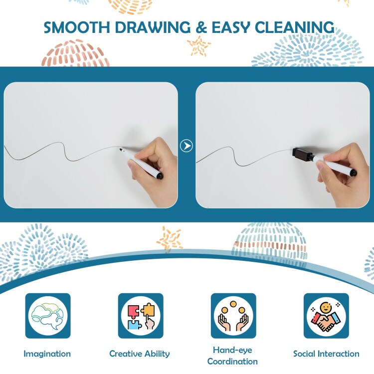 Kids' Standing Art Easel with 4-Level Adjustable Height and Multi-Functional Drawing Board