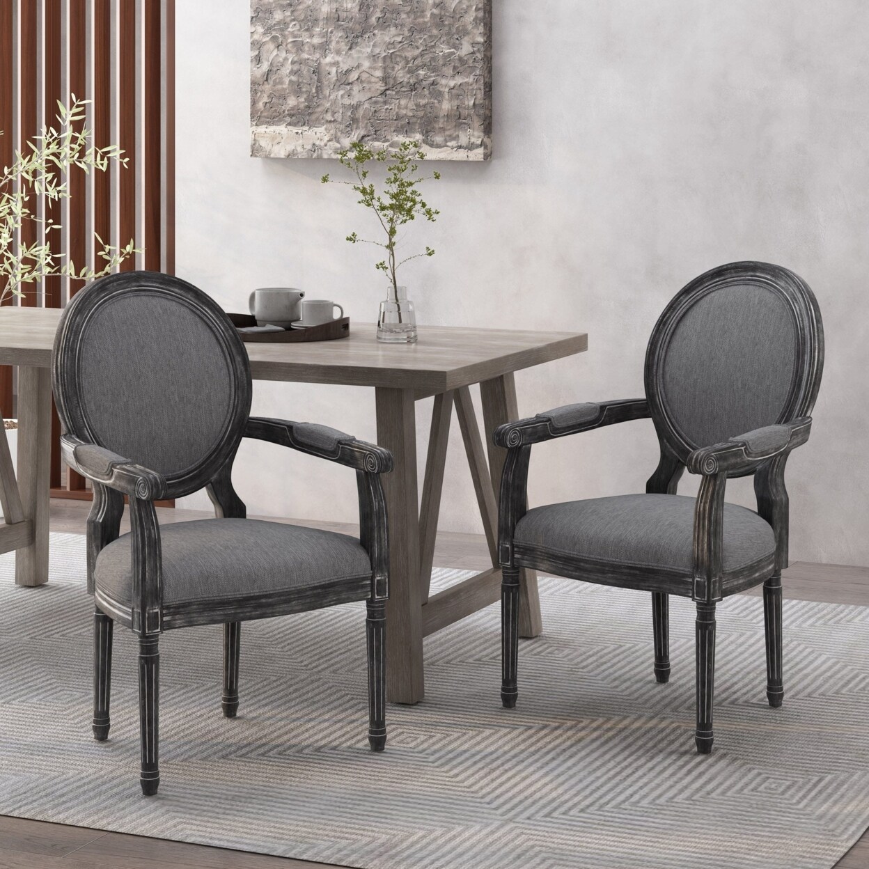 GDFStudio Aisenbrey French Country Wood Upholstered Dining Chair