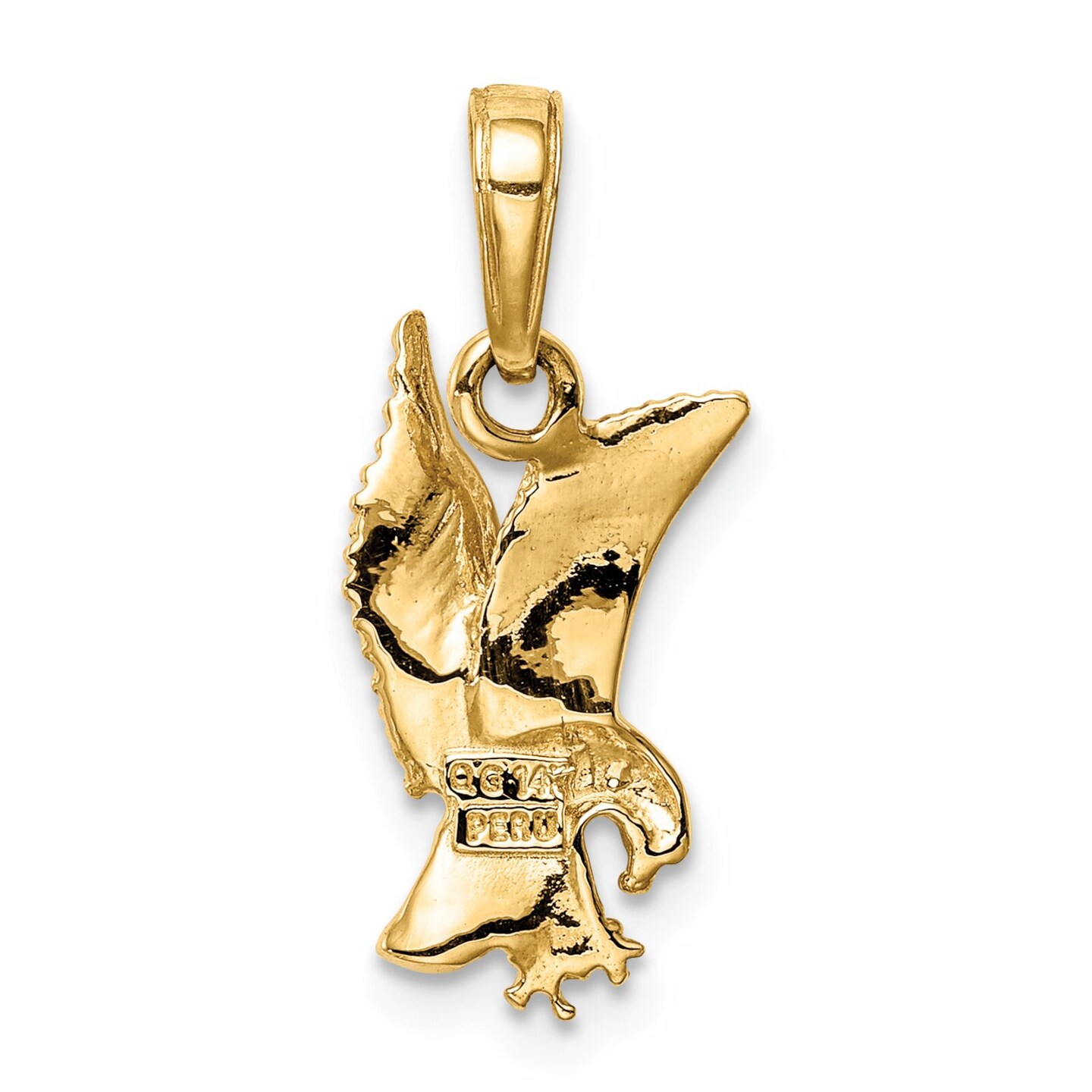 14K Yellow Gold Eagle Swooping Charm Bird Pendant Jewerly 19mm x 9mm