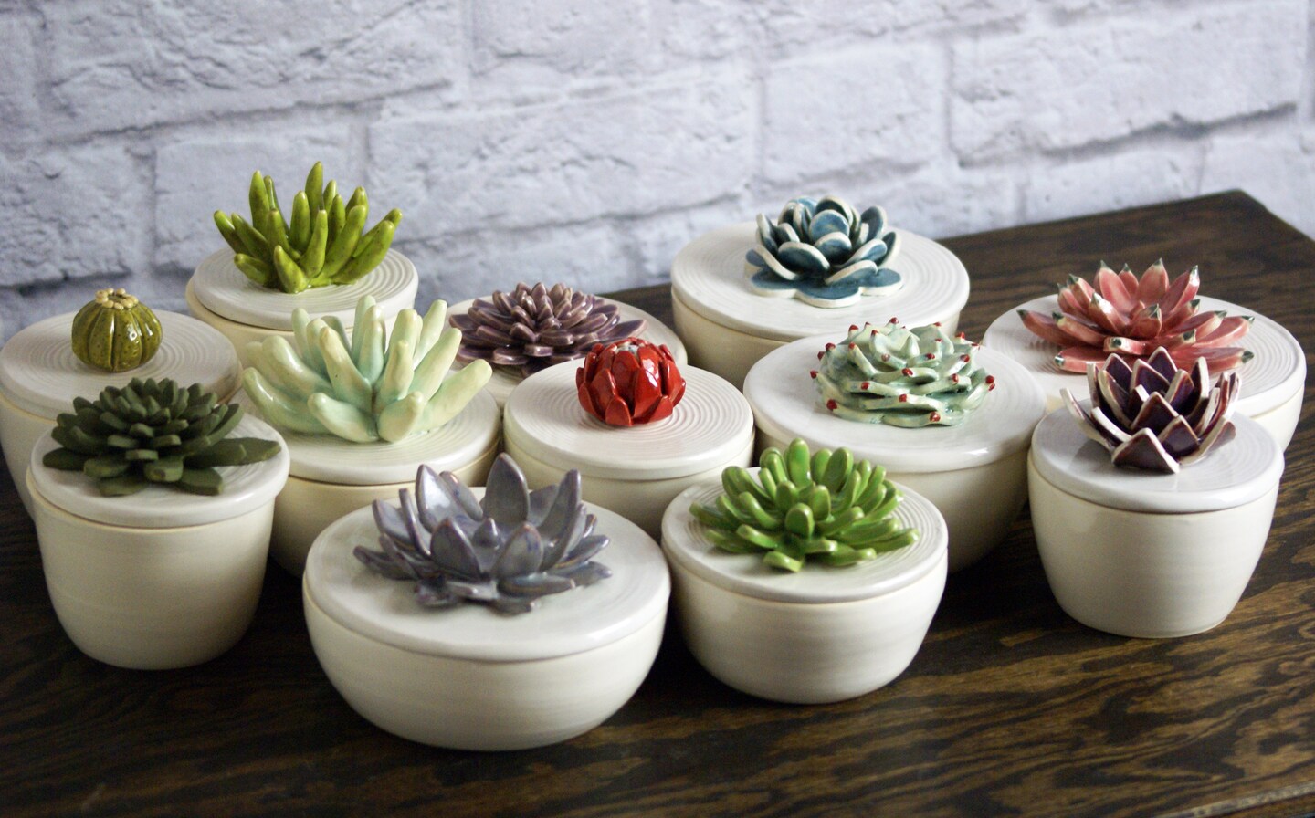 Custom Ceramic Bowls with Cactus Lids | Handmade Sugar Bowls, Trinket ...