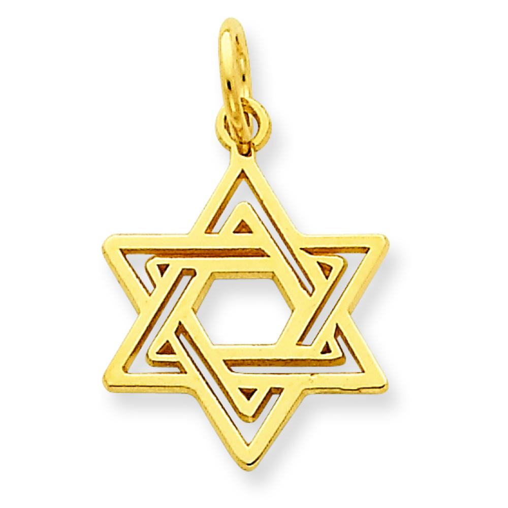 14K Gold Jewish Star Charm Pendant Jewelry 24 x 15 mm