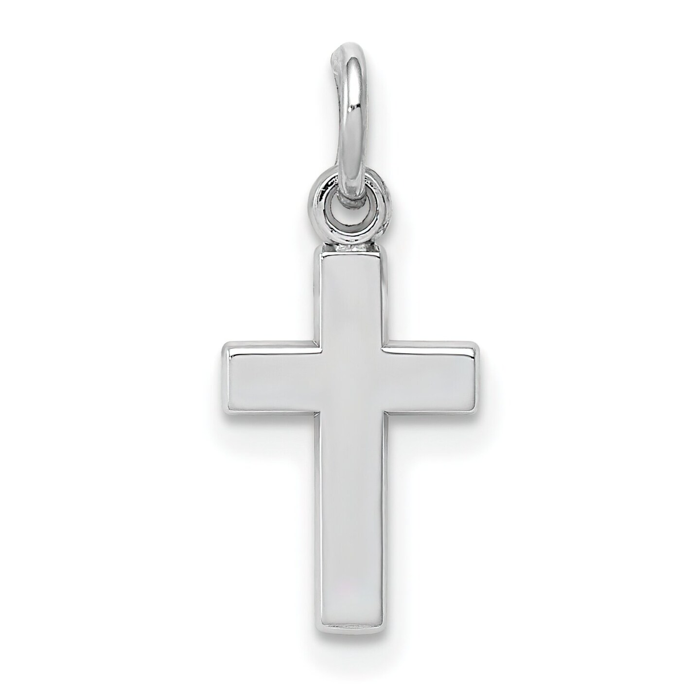 Men&#x27;&#x27;s Ladies 14K White Gold Solid Polish Crucifix Cross Religious Charm Pendant