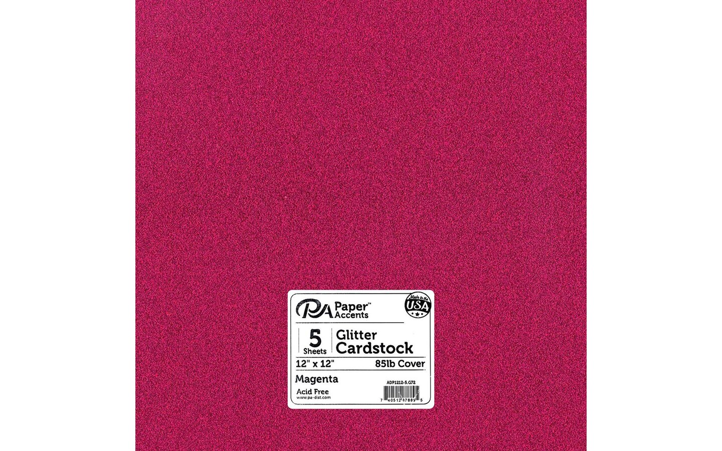 PA Paper Accents Glitter Cardstock 12? x 12? Magenta, 85lb colored cardstock paper for card making, scrapbooking, printing, quilling and crafts, 5 piece pack