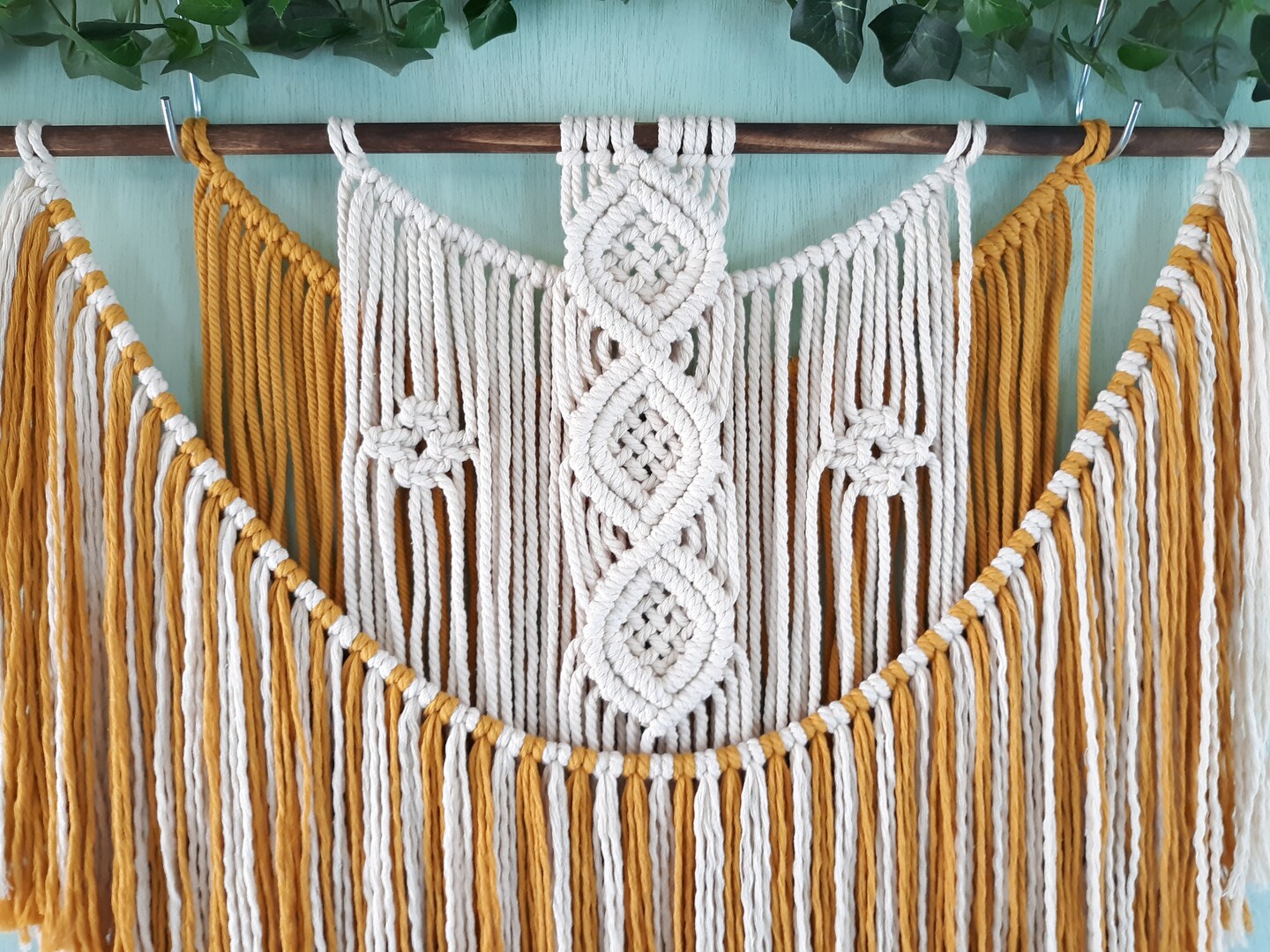 Small Mustard Colored Macrame Wall hanging with Wavy Fringe, Yellow Fiber  Art for Home Decor, Trendy Macrame for Small Room, Boho Decor | MakerPlace  by Michaels