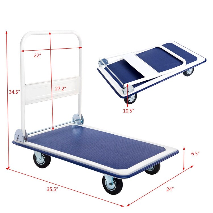 Folding Platform Cart Dolly Hand Truck with Flat Baseboard