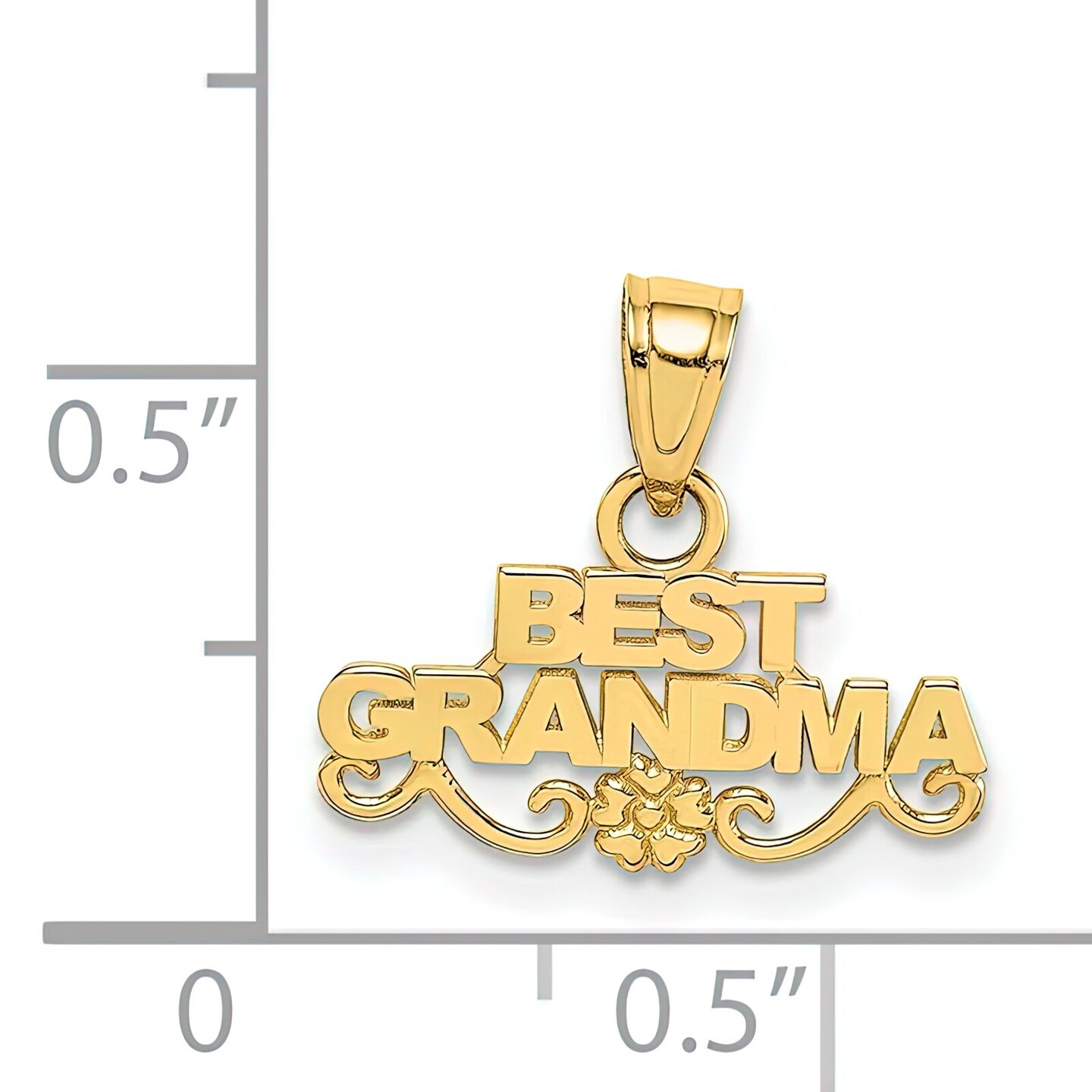 14K Gold Best Grandma Pendant Charm Jewelry 14 x 15 mm