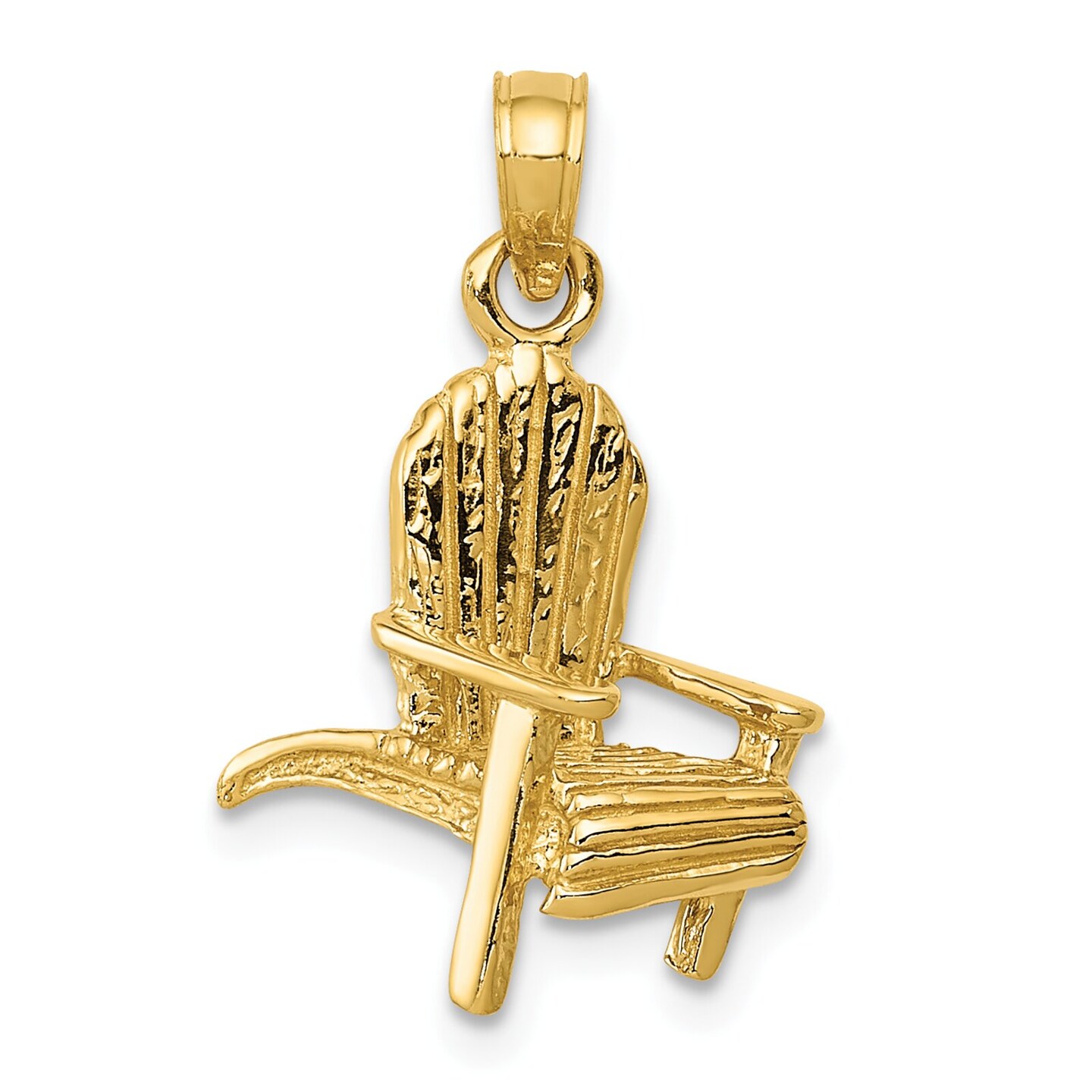 14K Yellow Gold Adirondack Beach Chair Charm Pendant Jewerly 22mm x 18mm