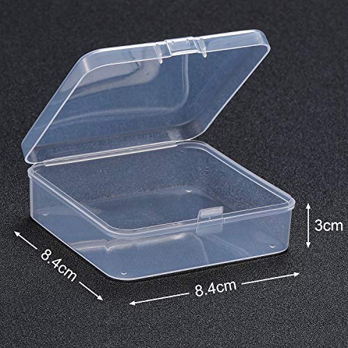 SATINIOR 12 Pack Clear Plastic Beads Storage Containers Box with Hinged Lid for Beads and More (3.3 x 3.3 x 1.2 inch)