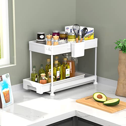 SPACEKEEPER Slide Out Under Sink Organizer, 2 Tier Pull Out