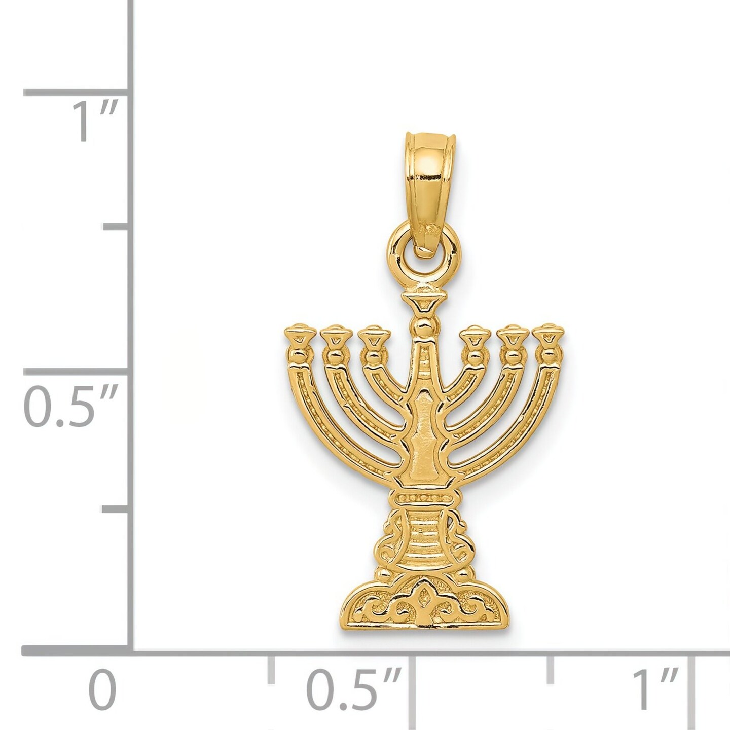 14K Gold Menorah Pendant Charm Jewelry 21 x 12 mm