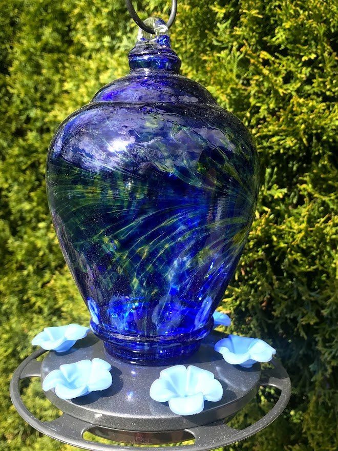 Hummingbird Feeder Blue Swirl