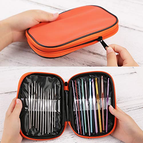 54 Pieces Crochet Needles Set, Crochet Hooks Kit with Storage Case, Ergonomic Knitting Needles Blunt Needles Stitch Marker DIY Hand Knitting Craft Art Tools for Beginners