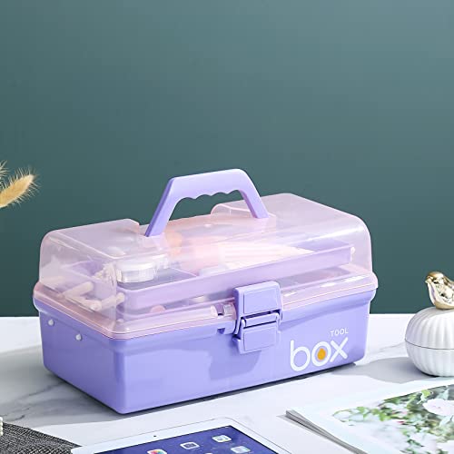  Kinsorcai 12'' Three-Layer Clear Plastic Storage Box/Tool Box,  Multipurpose Organizer and Portable Handled Storage Case for Art Craft and  Cosmetic (Purple) : Arts, Crafts & Sewing