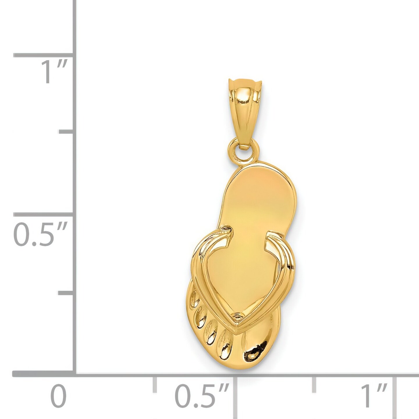 14K Gold Flip Flop Charm Beach Sandal Shoe Pendant Jewerly 25mm x 9mm