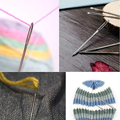 120 Pieces Knitting Crochet Stitch Markers, Colorful Knitting Markers Crochet Clips with 9 Pieces Big Eye Sewing Needles (2inch&#xD7;3/2.3inch&#xD7;3/2.7inch&#xD7;3)