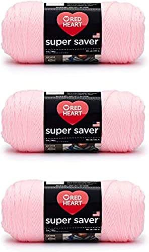 Super Saver Baby Pink Yarn - 3 Pack of 198g/7oz - Acrylic - 4 Medium (Worsted) - 364 Yards - Knitting/Crochet
