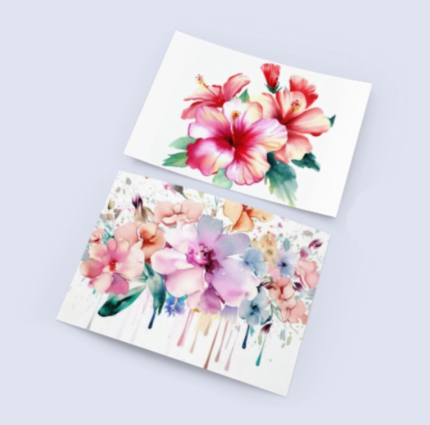 Set of Cards, Floral Birthday Greeting Cards, Invitation Cards, Blank ...