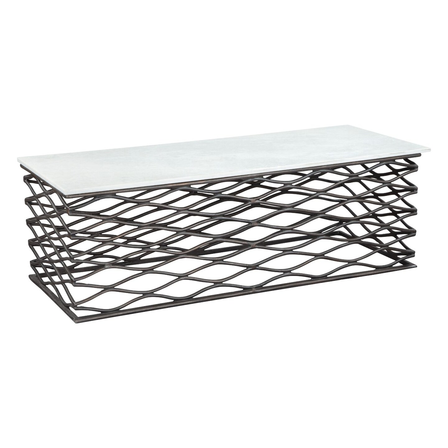 Modern Home 48&#x22; Bronze and White Rectangular Coffee Table