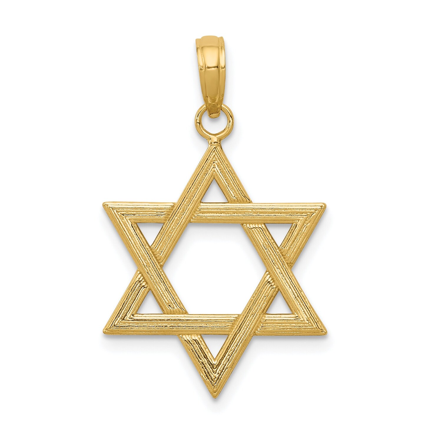 14K Yellow Gold Star of David Pendant Charm Jewelry