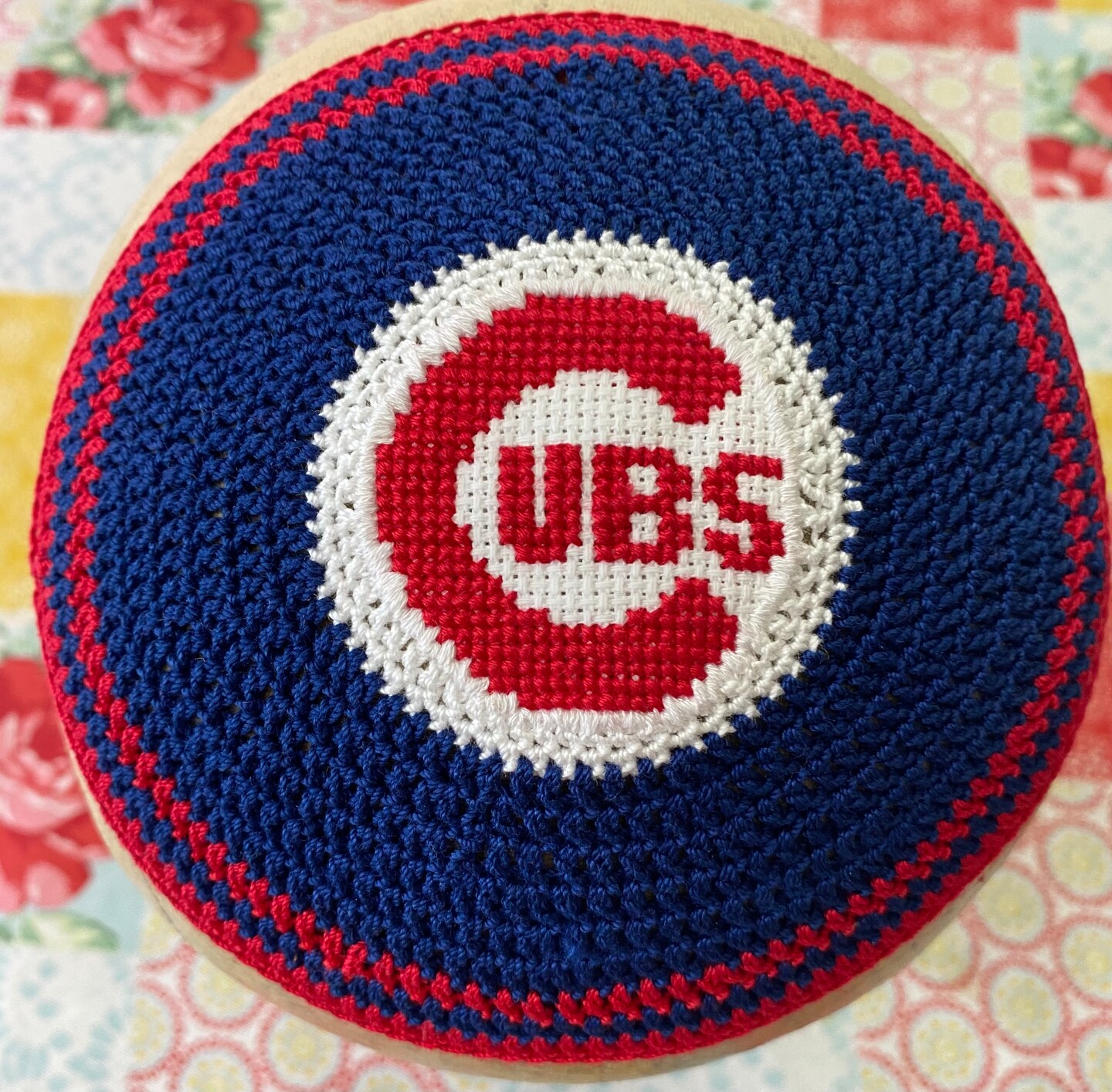 Kippah Michigan University Maryland Miami U Conn yarmulke or any school crocheted top and sewn on cross stitch logo. Always CUSTOM crocheted.