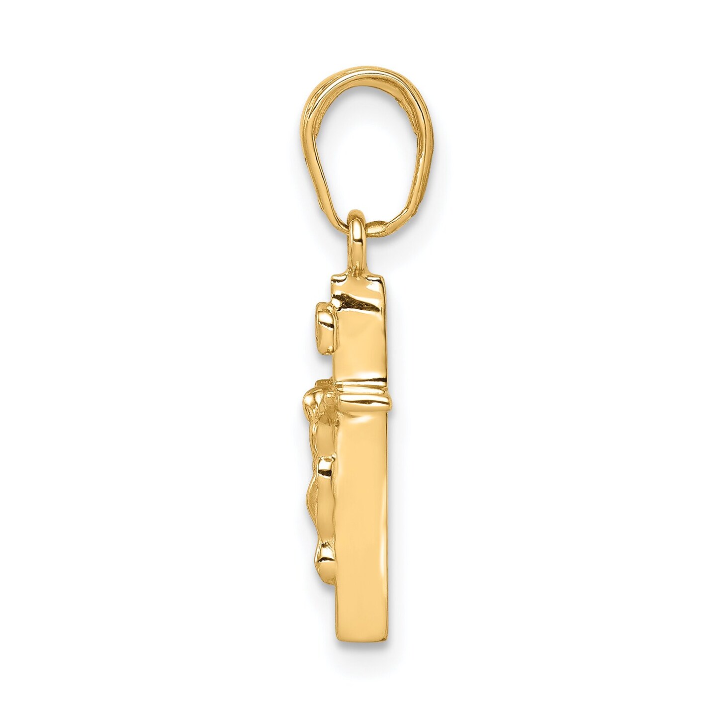 14K Yellow Gold INRI Crucifix Pendant Charm Jewelry 23mm x 9mm