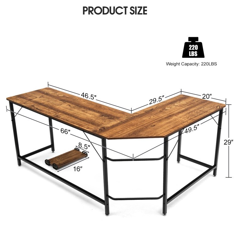L Shaped Desk Corner Computer Desk PC Laptop Gaming Table Workstation