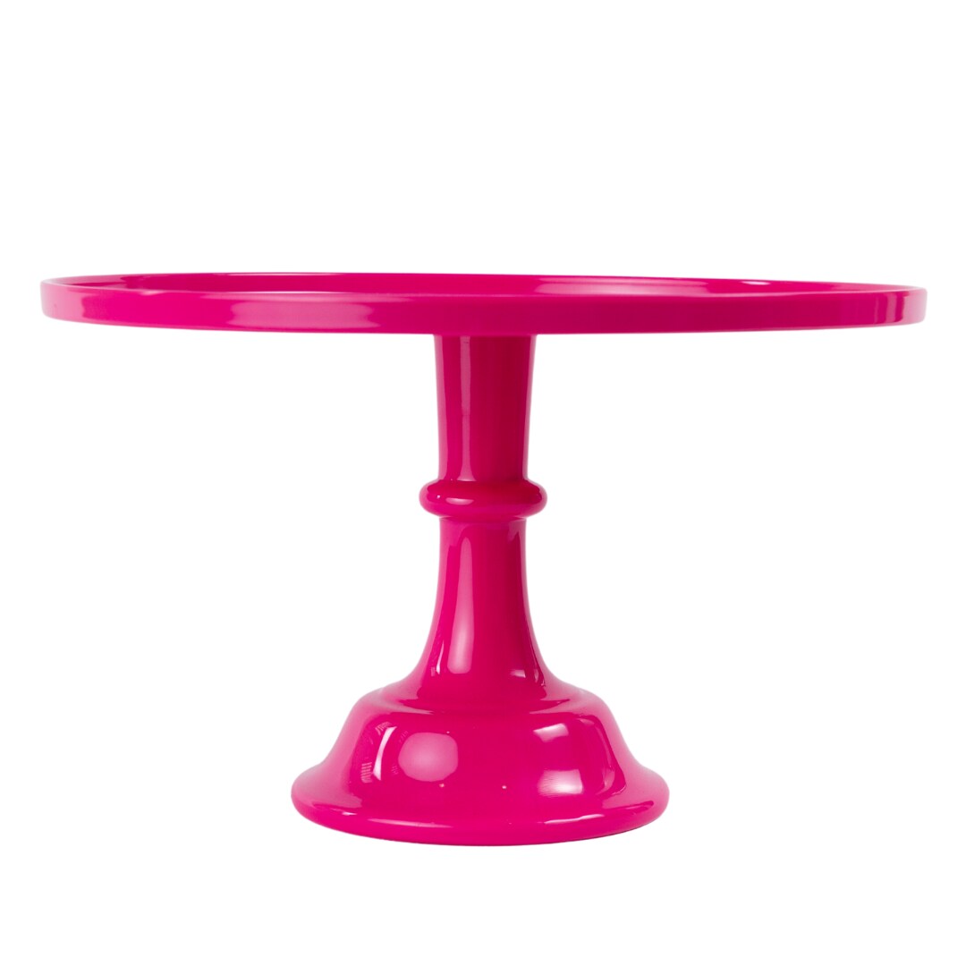 Bright Hot Pink Melamine Pedestal Cake Stand – 11.5" Wide, Lightweight, BPA-Free, Dishwasher Safe, Party Ready