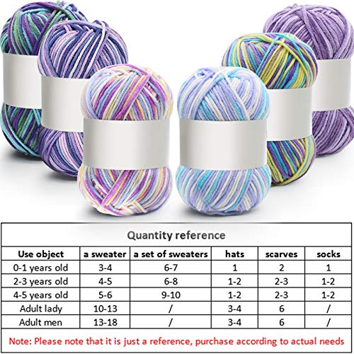 WILLBOND 6 Pcs 50g Crochet Yarn Multi Colored Knitting Yarn Bulk Acrylic  Weaving