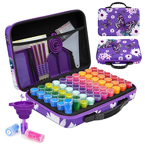 FUNDAFUL Diamond Painting Storage Containers, 60 Slots Diamond Art  Accessories and Tools with Shockproof Jars Diamond Painting Kits for  Jewelry Rings Charms Glitter Beads Organizer