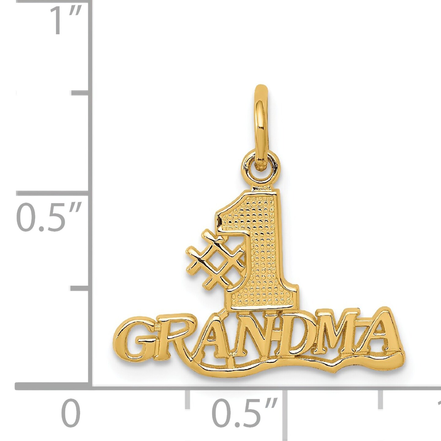 14K Yellow Gold #1 Grandma Charm Grandmother Pendant Jewerly 19mm x 18mm
