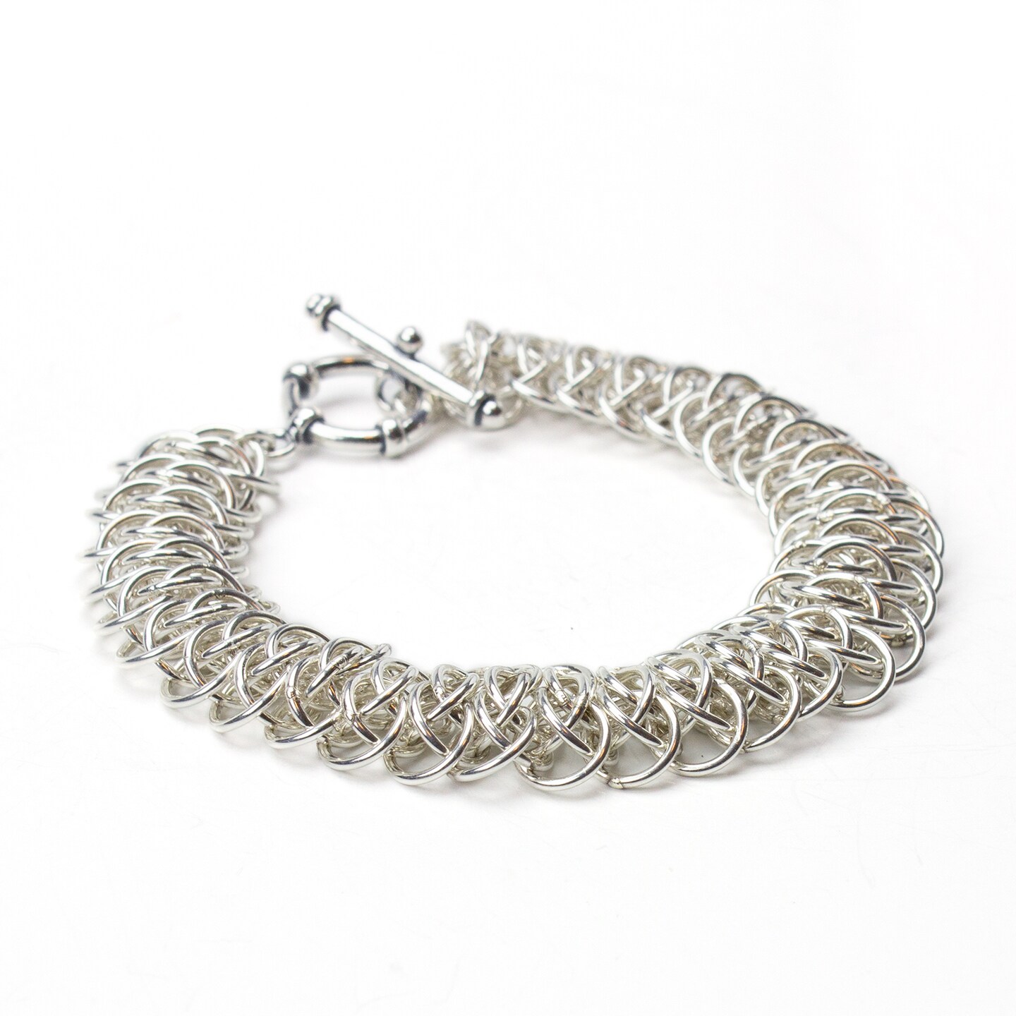Celtic design chain bracelet in sterling silver, handmade fine