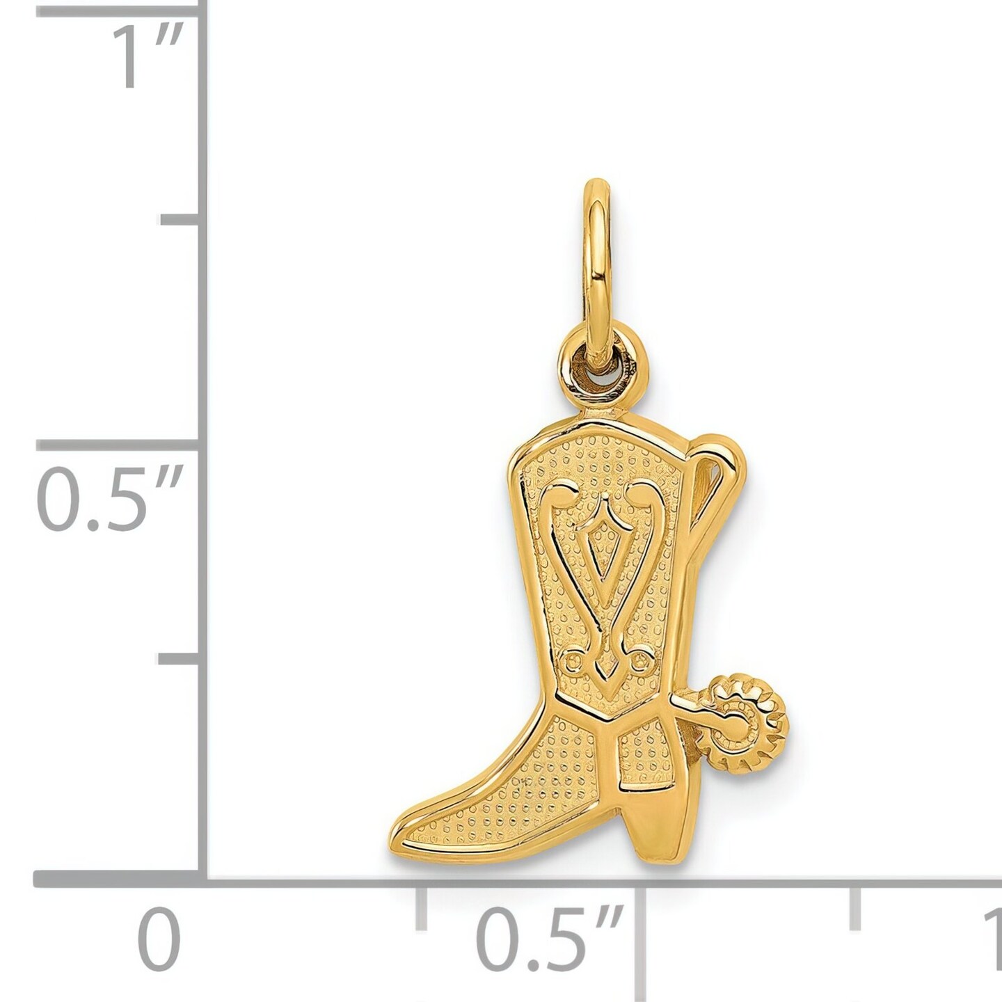 14K Yellow Gold Cowboy Boot Charm Pendant Jewelry 21 X 12mm