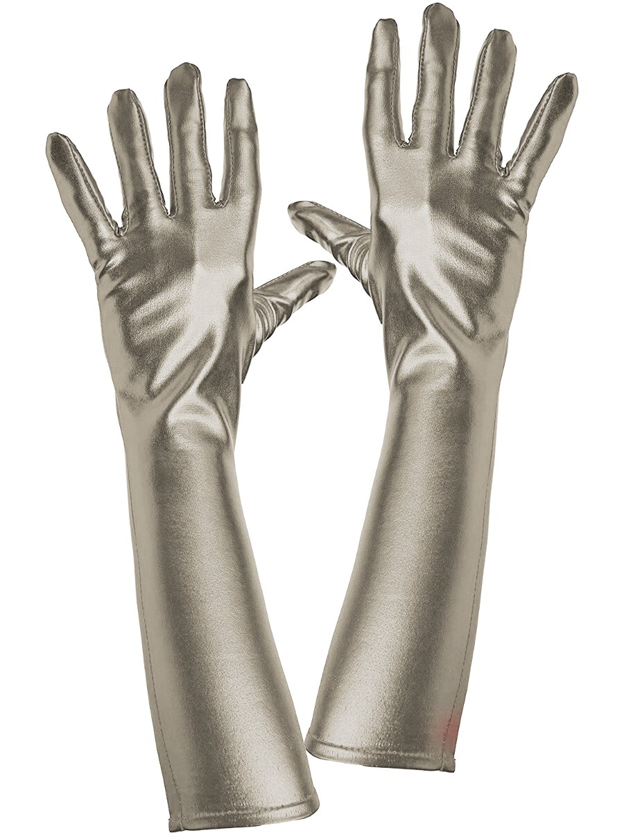 Women&#x27;s Silver Metallic Gloves Costume Accessory