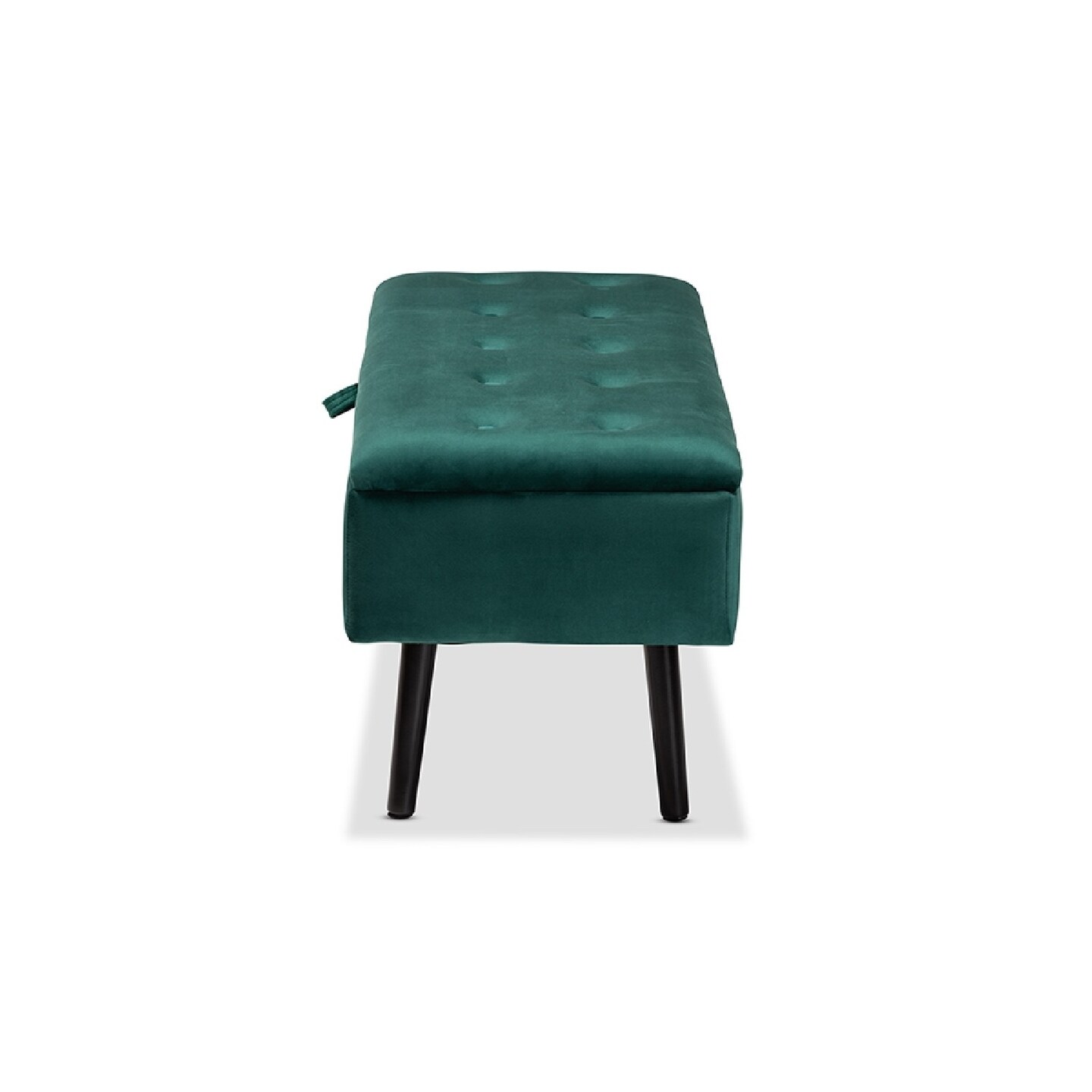 Wholesale Interiors Baxton Studio Caine Modern and Contemporary Green Velvet Fabric Upholstered and Dark Brown Finished Wood Storage Bench