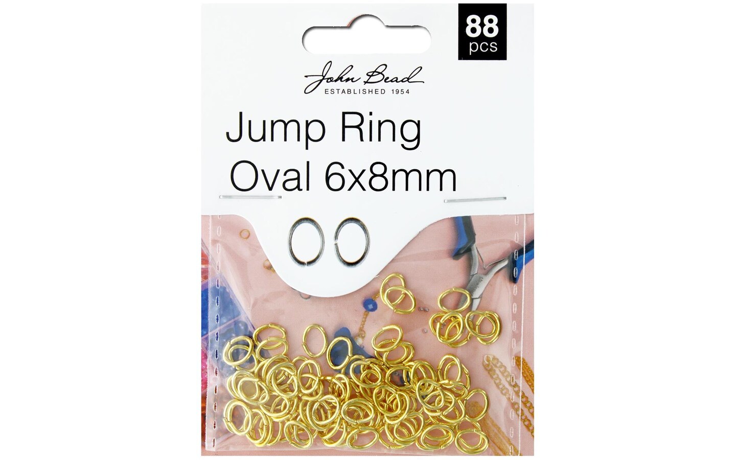 John Bead MHF Jump Ring Oval 8x6mm Gold 88pc